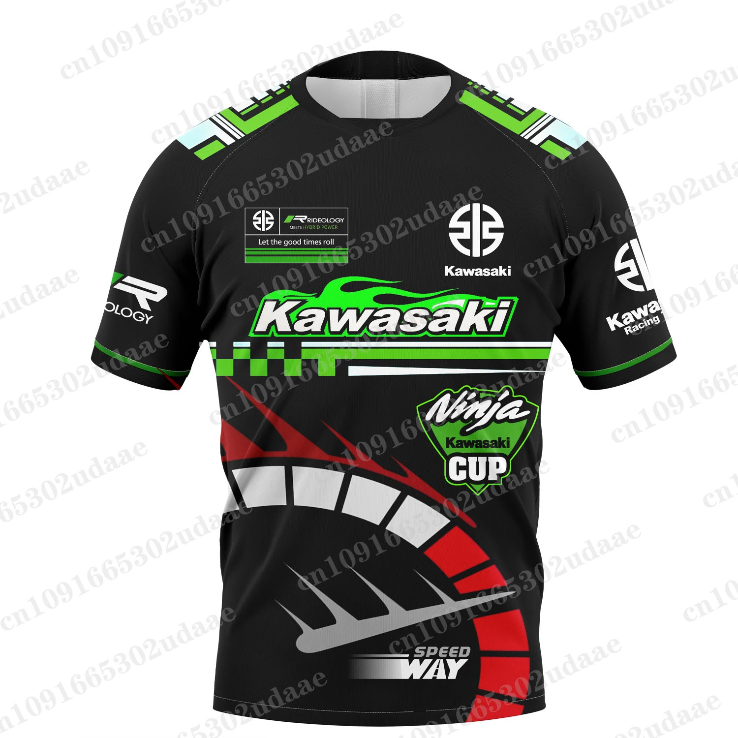 Kawasaki Men\'s and Women\'s Racing Team T-shirts 3D printed short sleeved shirts, motorcycle sportswear, children\'s tops