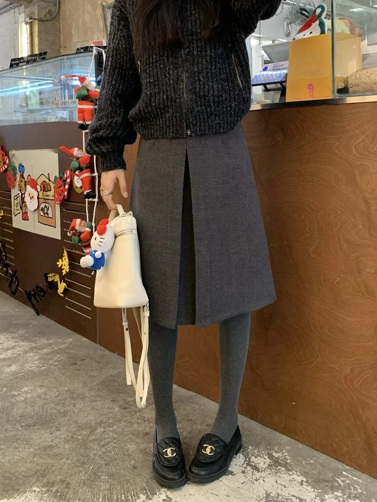 

Элегантная женская шерстяная юбка А-силуэта с высокой талией в корейском стиле, весна 2026, модная, стройнящая