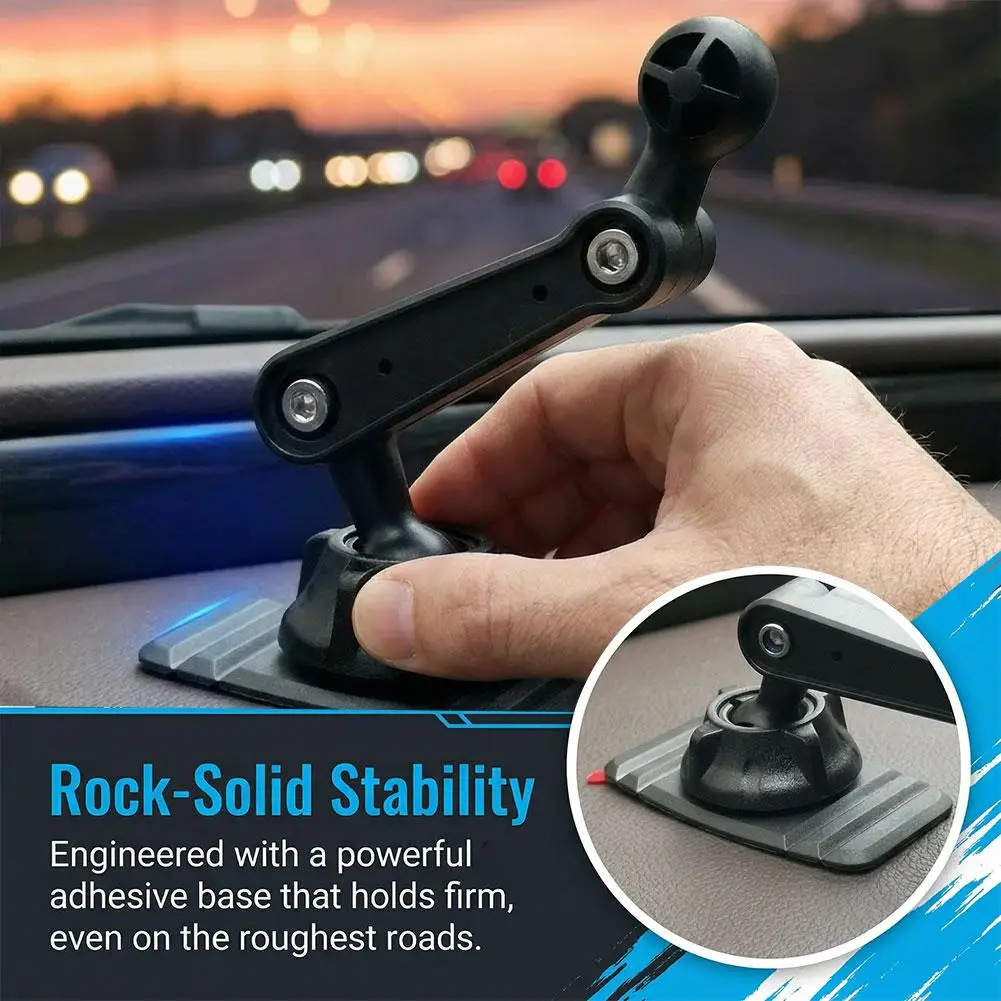 60 °   Base Adesiva Ajustável para Suporte de Celular Automotivo com Cabeça Esférica para Painel – Suporte Universal para Celulares, Estável e com Vis