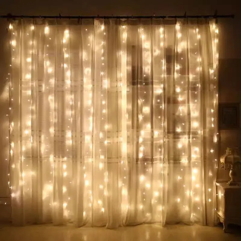 3M 4M 6M LED Christmas Decor Fairy String Light 8 Mode USB Curtain Light Garland Wedding Party Decoration Holiday Birthday Light