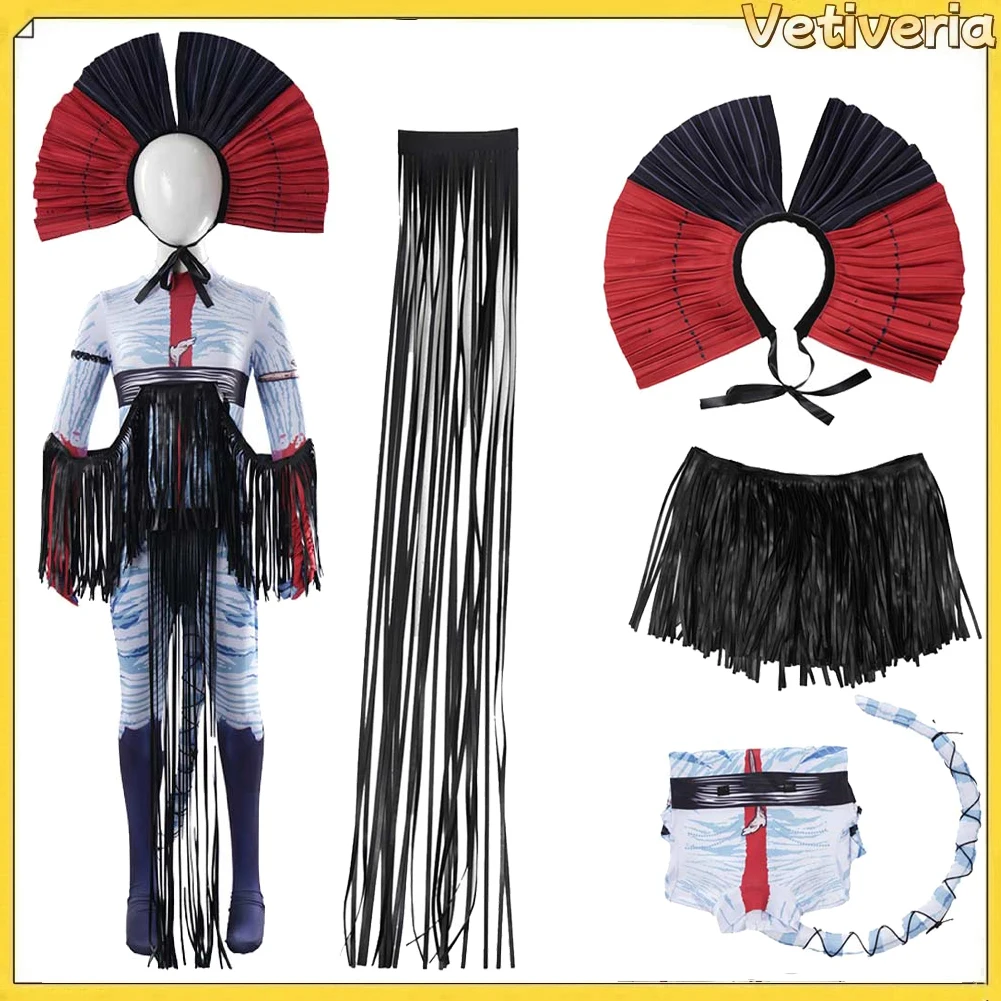 

Avatar Cosplay Costume Disfraz Varang Fantasia Fire and Ash Jumpsuit Headgear Tail Props Outfits Halloween Carnival Party Suit
