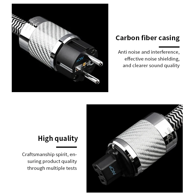 YYAUDIO Hifi Power Cable Hi-end 6N OCC Audiophile European AC Power Cord Cable HIFI EU/US Gold Plated Schuko Power Cable