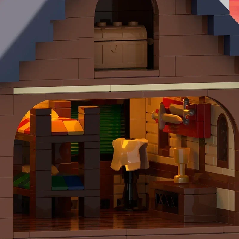 Bloques de construcción Moc modulares, casas de estilo francés Medieval, modelo de tecnología, ladrillo, montaje artesanal, vista de calle de ciudad, juguete, regalo de vacaciones