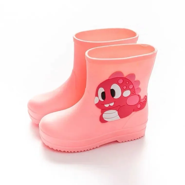 Children\'s Rain Boots Cartoon Dinosaur Baby  Boots Waterproof and Non-slip Outer Wear Boys and Girls Cute Short-tube Overshoes