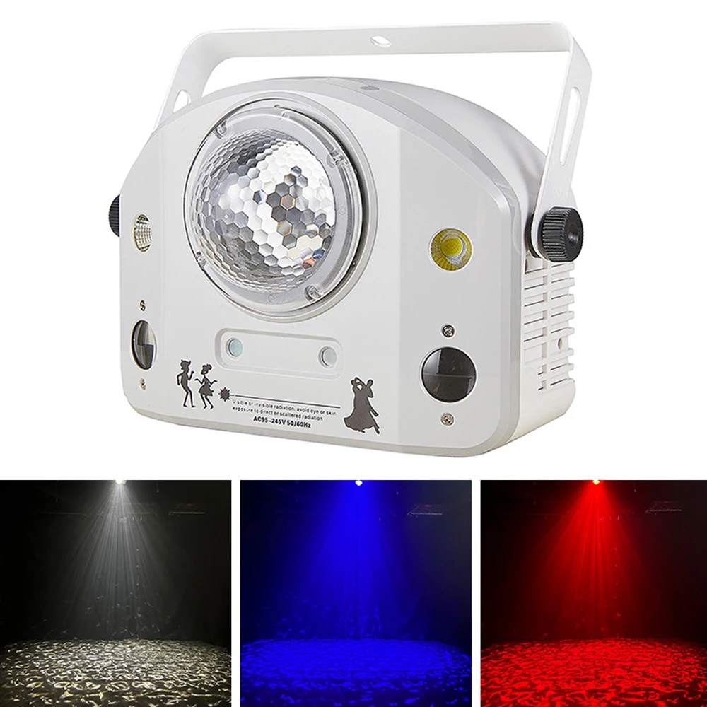 Luz LED estroboscópica 4 en 1 para discoteca, proyector de luz con patrón de ondas de agua, 50W, DMX, para escenario, fiesta, boda, Club