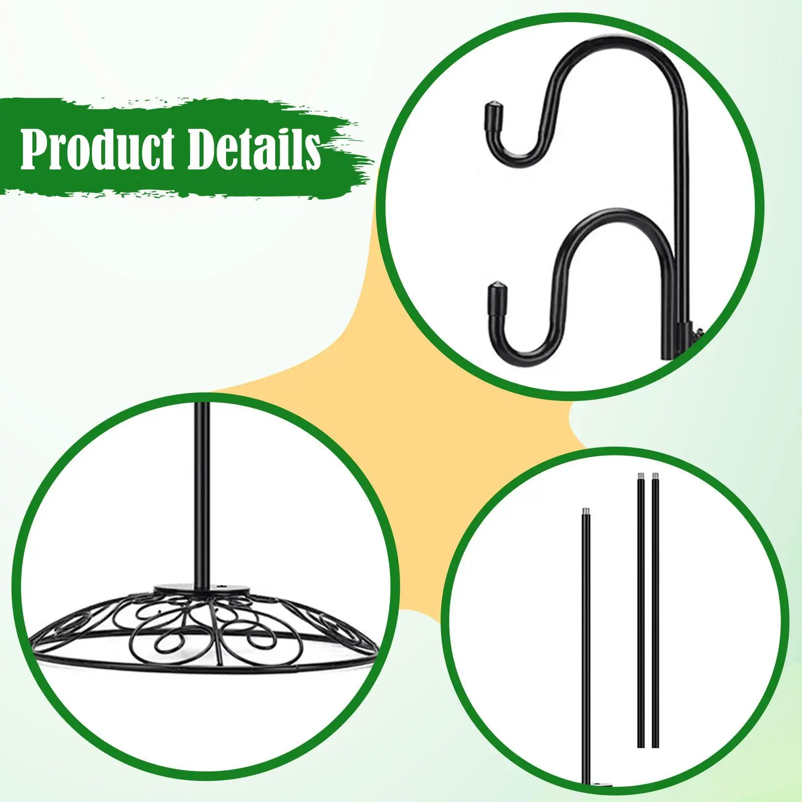 Versatile Shepherds Hook Floor Stand Waterproof Adjustable Plant Lantern Wind Chime Hanger for Garden