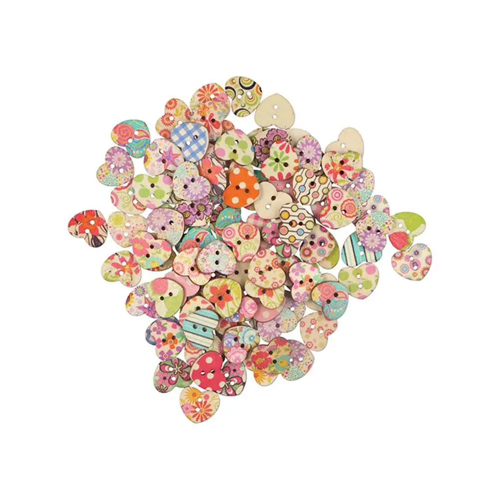 Random Checks Scrapbooking Decoration Arts Floral Heart Shape Button Sewing Buttons Wood Button Apparel Sewing