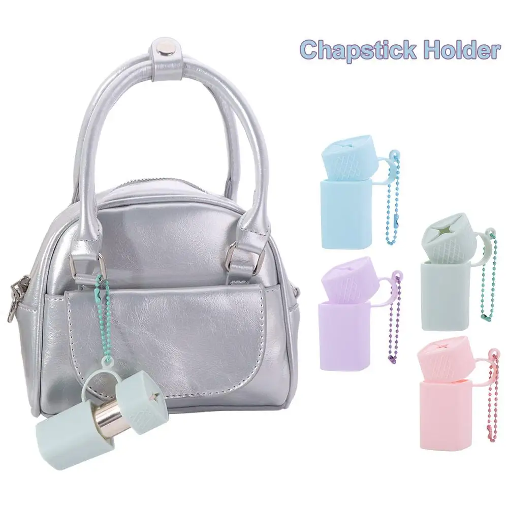 

Silicone Lipstick Cover Keychains Solid Color Universal Lipstick Storage Bag Portable Easy To Clean Lipsticks Protective Cover