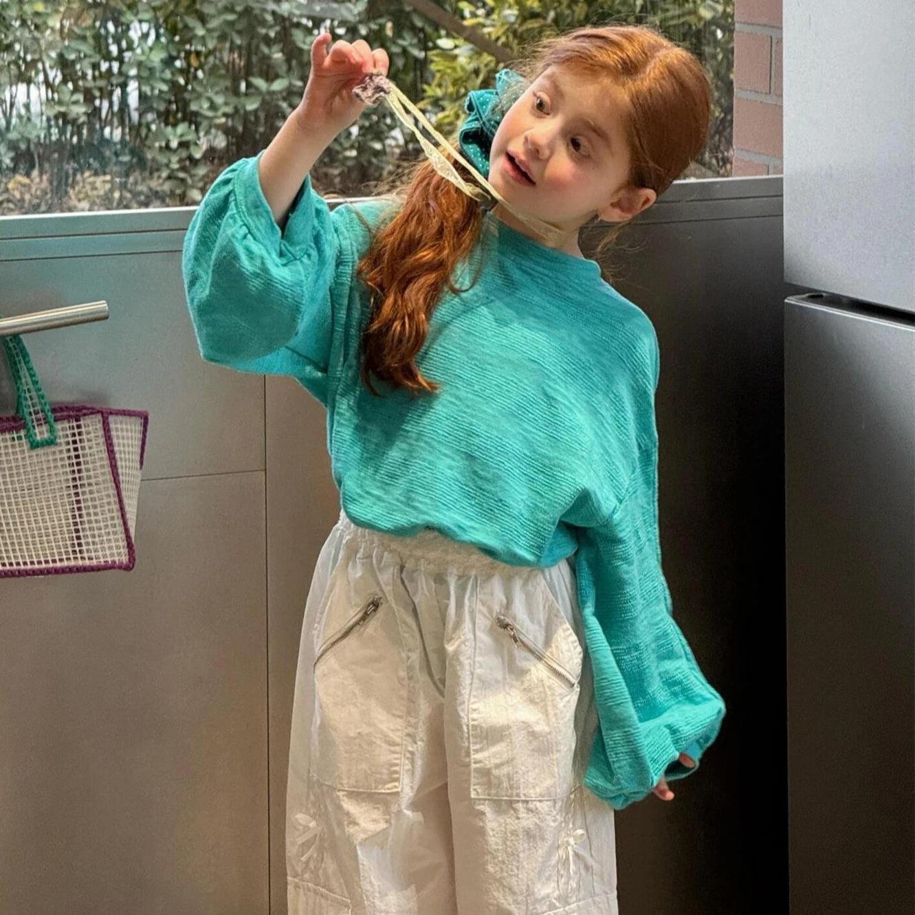 

Girls T-shirt 2026 Spring and Summer New Childrens Clothing Korean Style Girl Baby Solid Color Lazy Loose Round Neck T-shirt