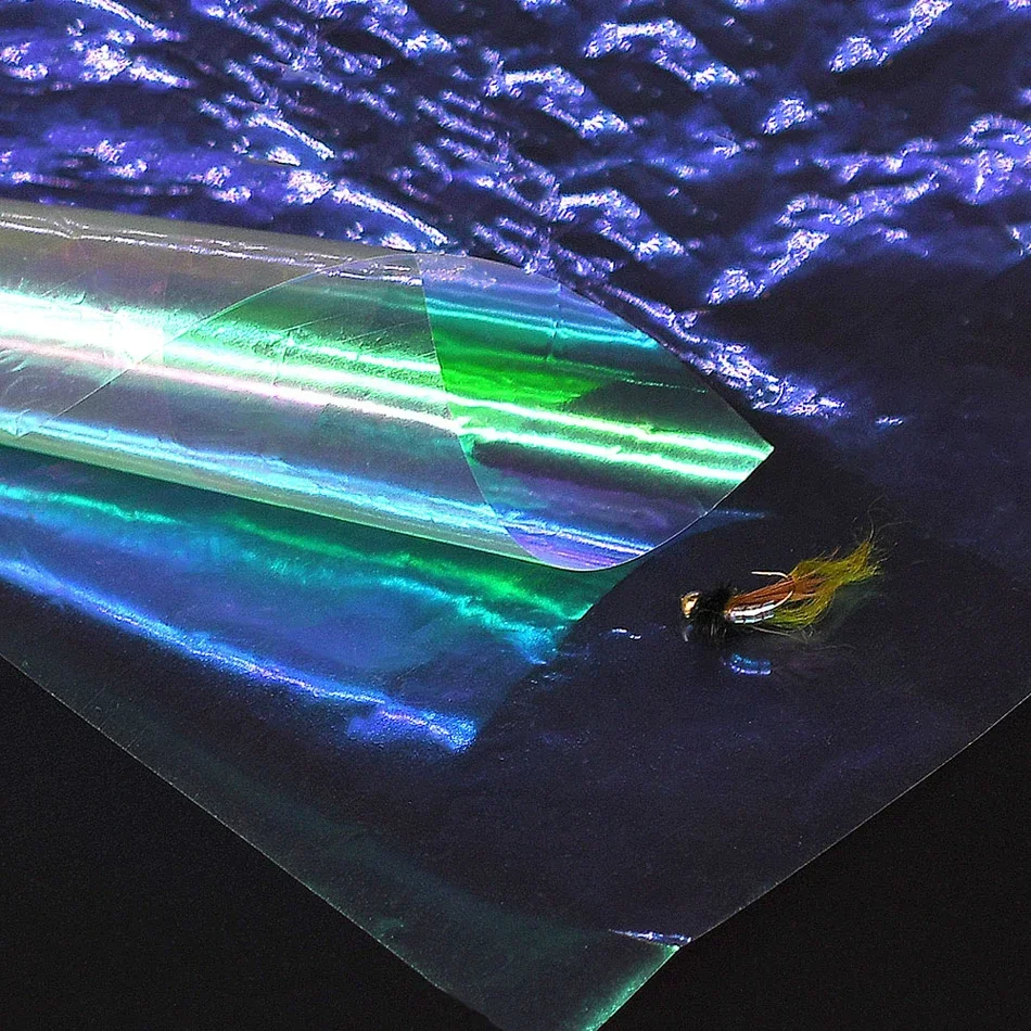 MNFT 2 Stück 16 x 16 cm transparente Fliegenbinde-Regenbogenfolie für Sabiki Rigs – Detail 1