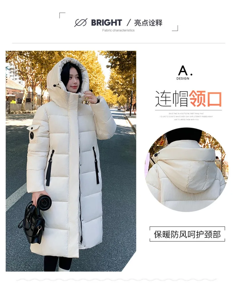 2026 Fashion Down Winter Cotton-padded Jacket Men Women Couple Clothes Long Parkas Thicken Warm Tops Hooded Overcoat Loose Coats