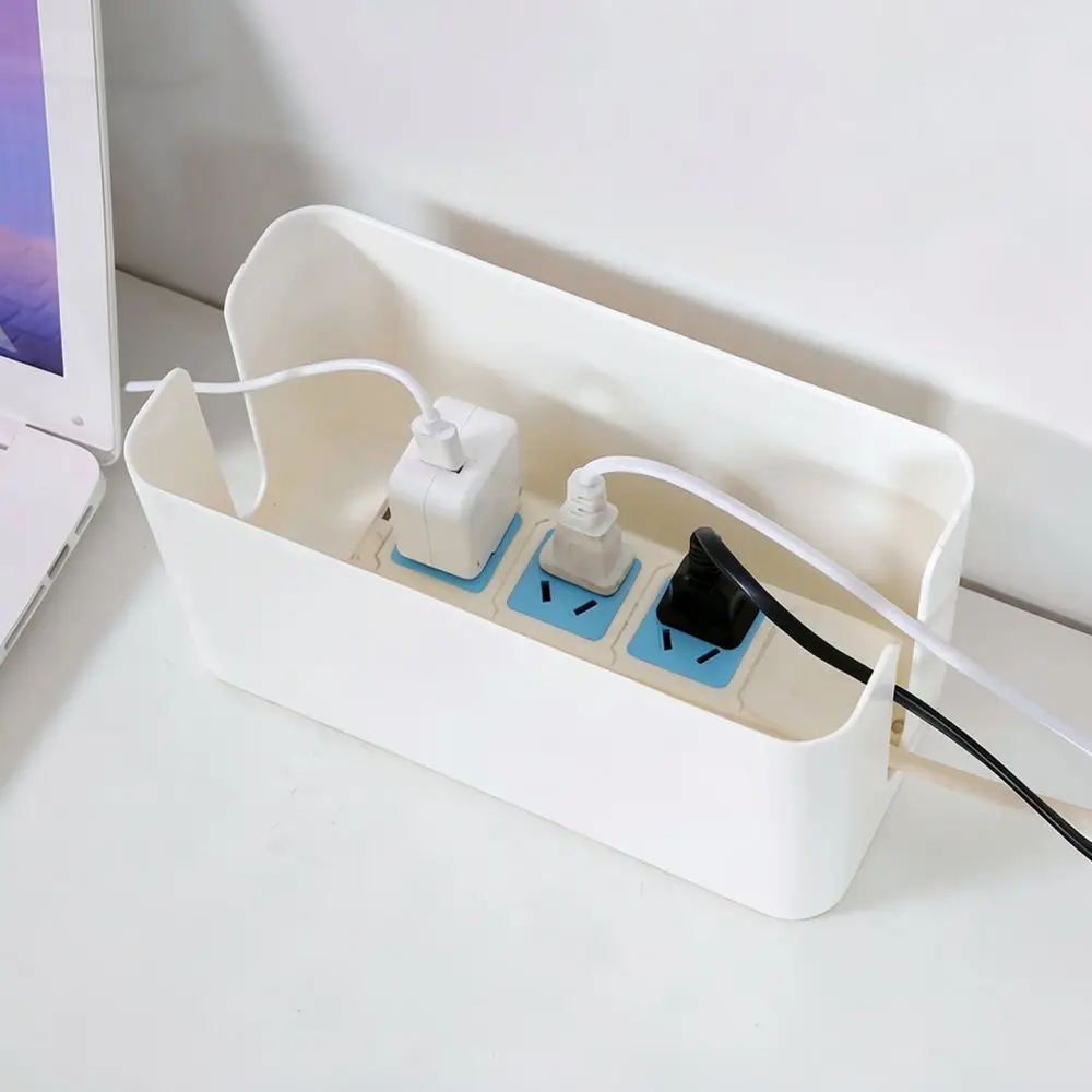Desktop Wire Storage Box Cable Management Case Power Strip Organizer Socket Protector Outlet Hider Container