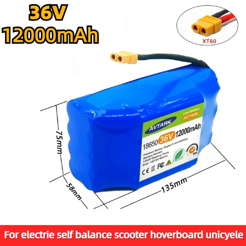 

36V Battery Pack 4.4/7/12Ah 12000mAh Rechargeable Lithium Ion Battery for Electric Self Balancing Scooter HoverBoard Unicycle