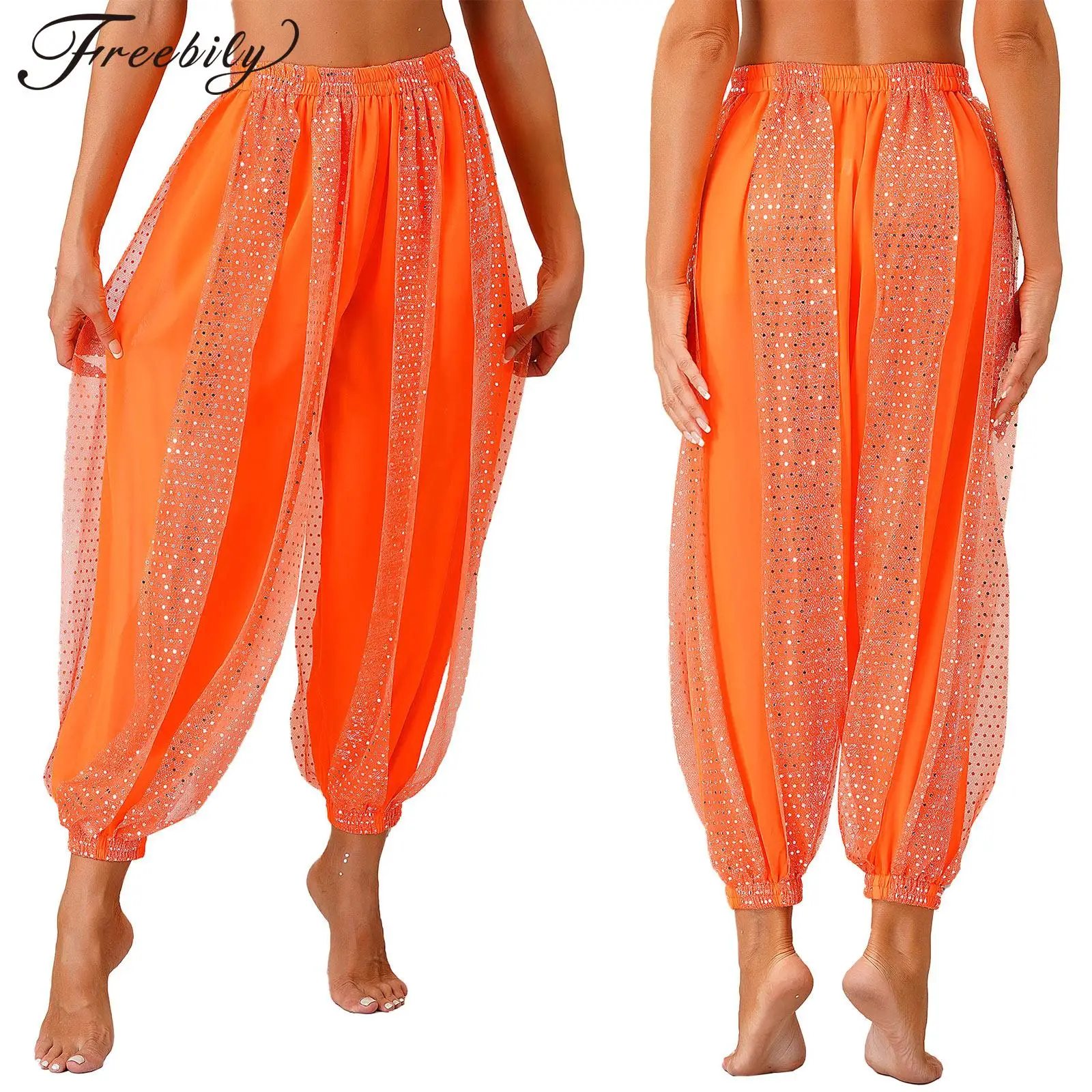 النساء البنطلونات الرقص الشرقي سراويلي حريمي فانوس عربي لامعة الترتر السراويل يتوهم السراويل بنطلون لجميع القديسين ملابس الرقص