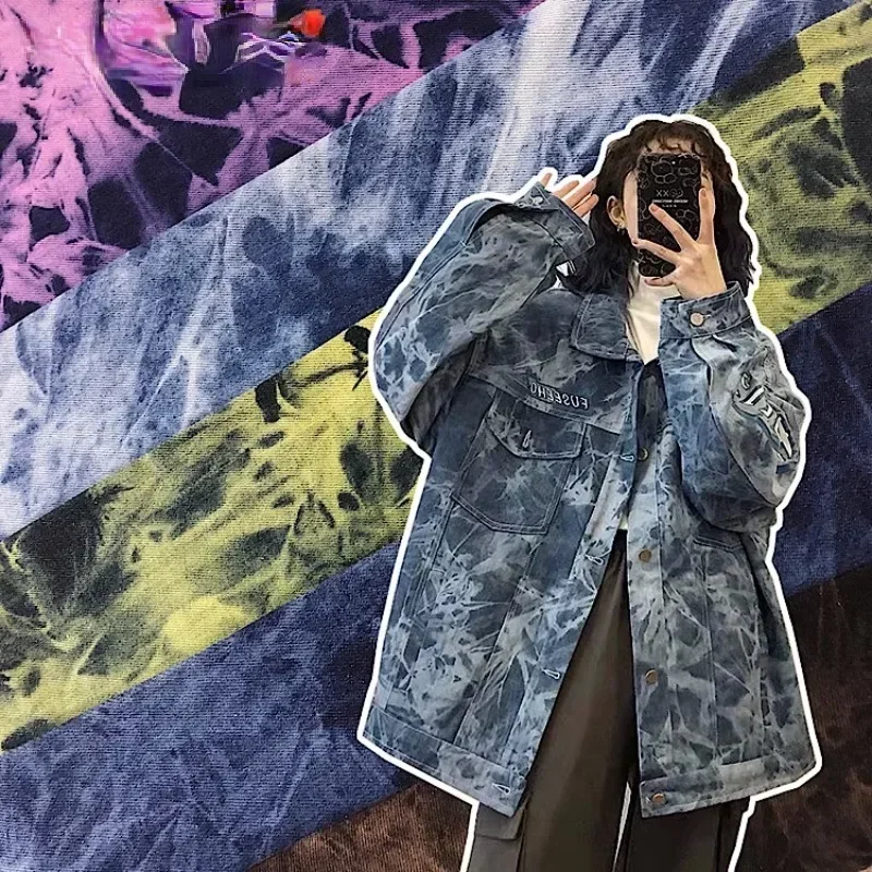 

Окрашенная в галстук джинсовая ткань для стираного чистого хлопка. Толстое пальто. Дизайнерская ткань для одежды. Материал для обивки своими руками по метрам.