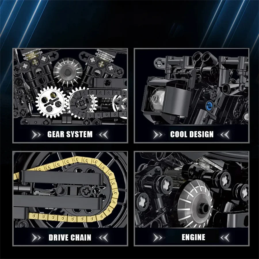 جديد التقنية دراجة نارية تجميع نموذج Duke Harleys دراجة نارية سباق السيارات اللبنات الطوب اللعب هدايا عيد الميلاد عيد الميلاد #5