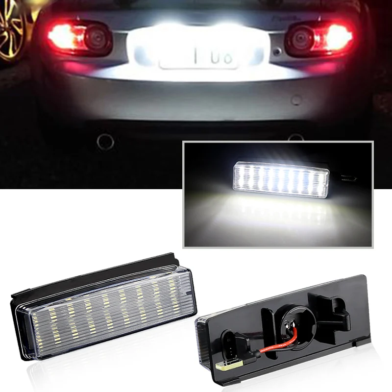 2X For Mazda MX-5 Miata 2006-2015 for Fiat 124 Spider Abarth 2017-2019 Car Rear white LED license plate light number plate lamp