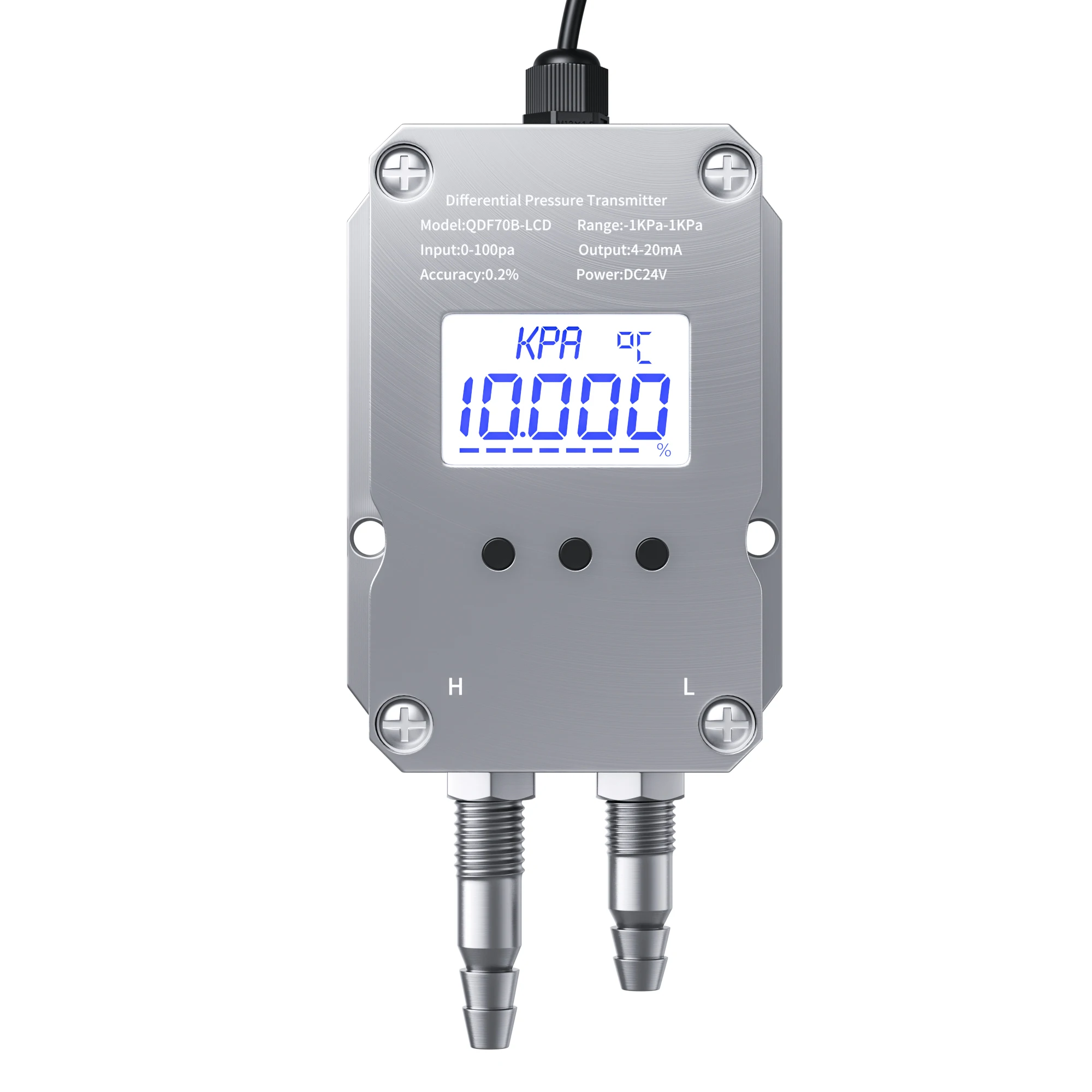 Industrial Low 5 Kpa 4 20ma Pressure Sensor for Air Hvac System LCD Display Wind Gas Differential Pressure Transmitter