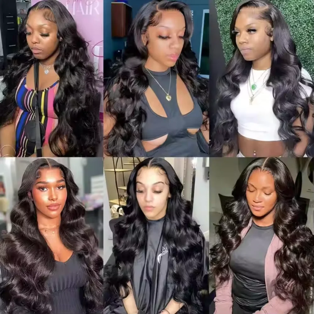 13x4 HD Lace Frontal Natural Black Wig 40 Inch Brazilian Body Wave Human Hair 250 Density Pre Plucked Baby Hair Smooth Bouncy Hair Extensions view 7