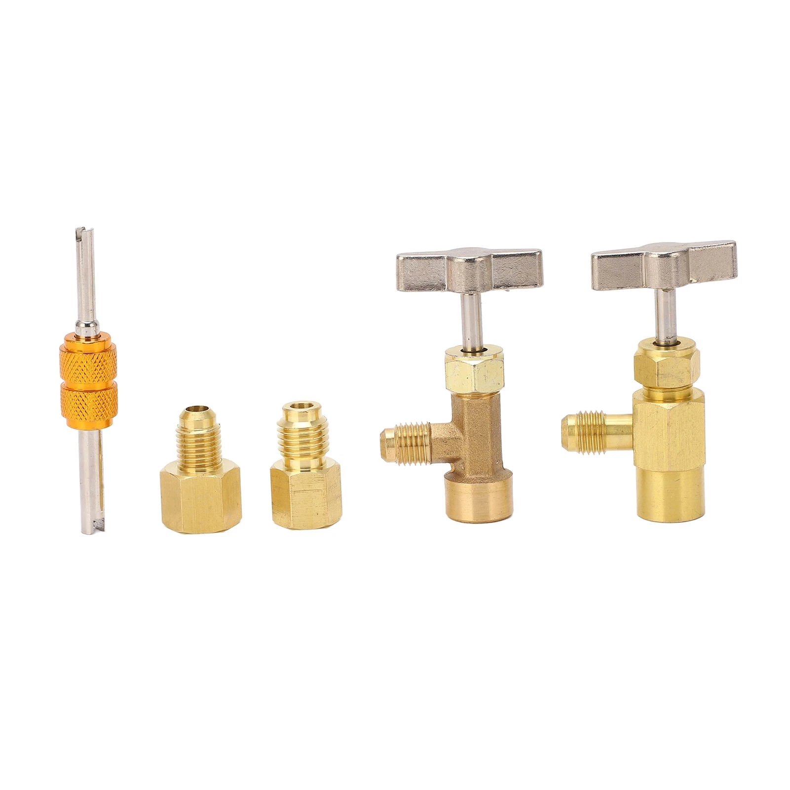 R134A Self Sealing Can Tap Valve Brass Puncture Style Dispenser Valve with Refrigerant Tank Adapters for Air Condition