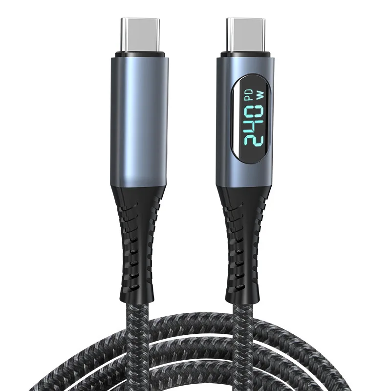 USB C Cable Thunderbolt 4 C Type Cable with LED Display PD Max 240W Fast Charging Max 40Gbps Nylon Braided Laptop Data Cord