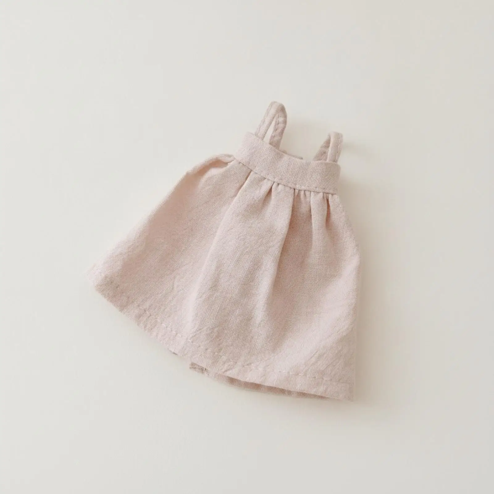 10cm Doll Dress Handmade Linen Cotton Sleeveless Top with Thin Straps Gathered A-line Skirt Lightweight Outfit for Small Action