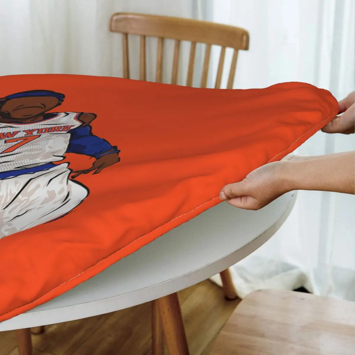 Carmelo Anthony Celebration Sketch Waterproof Round Tablecloth Oilproof Table Cloth for Kitchen Events Dining Table Cover