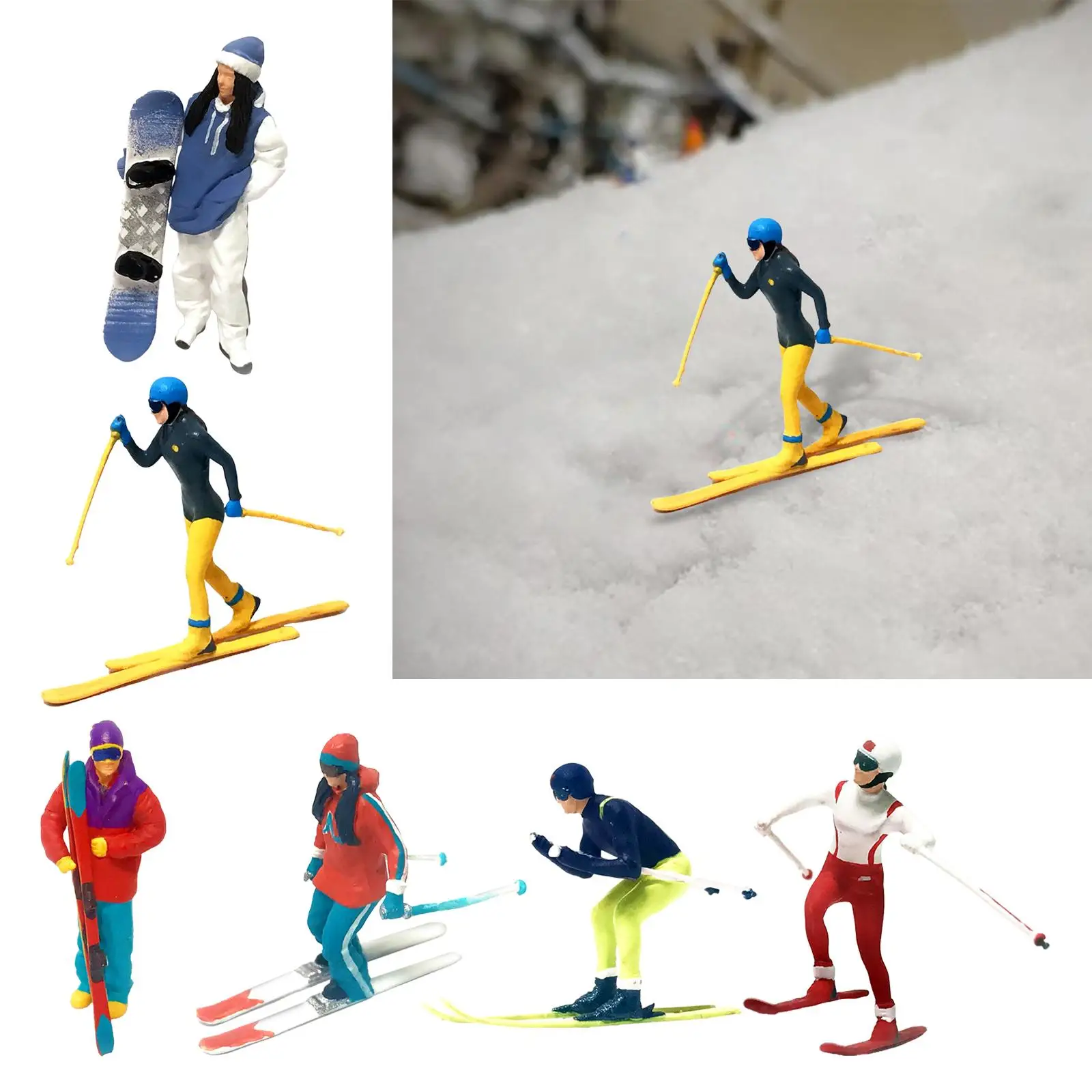 Diorama 1/87 Skiing Figures Character Ornaments for Scene Road