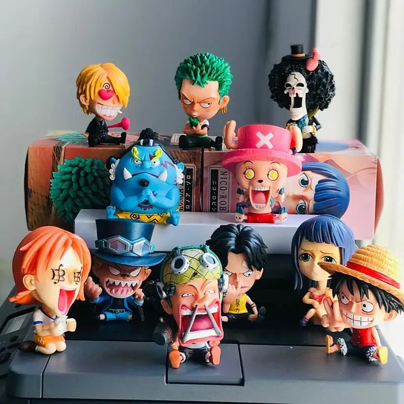 One Piece Luffy Nami Chopper Sanji Robin Cute Anime Characters Pvc Car Decoration Characters Ace Ranky Usopp Models