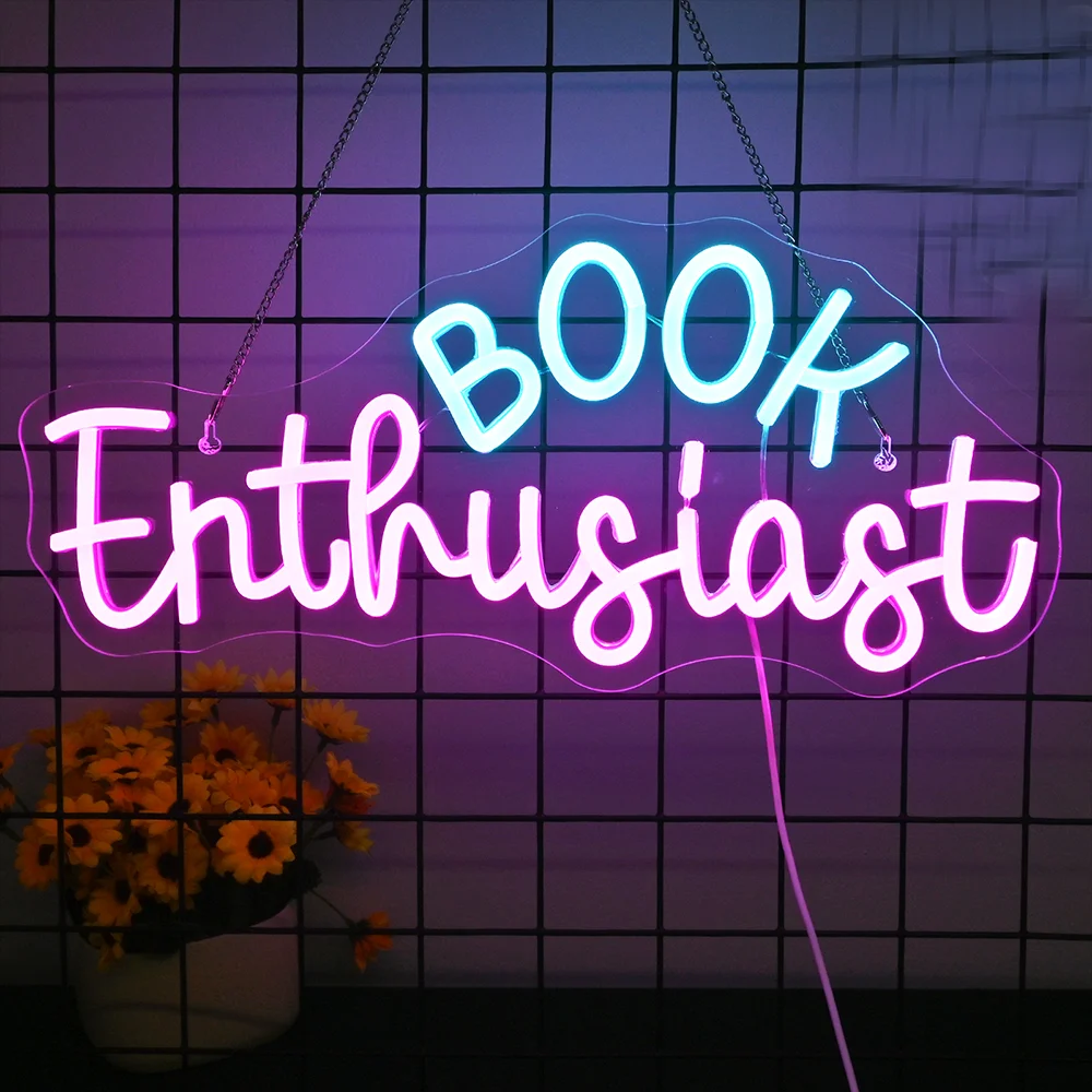 

Book Enthusiast Led Light Up Sign Wall Dimmable Neon Sign for Kid Room Library Read Corner Neon Light Home Wall Art Logo Decor