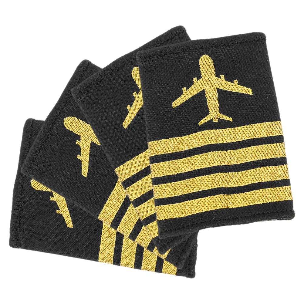 2 Pairs Aviation Uniform Badge Shoulder Boards Epaulets For Pilots Captain Epaulettes Airplane Badge Pilot Epaulettes Hats Caps