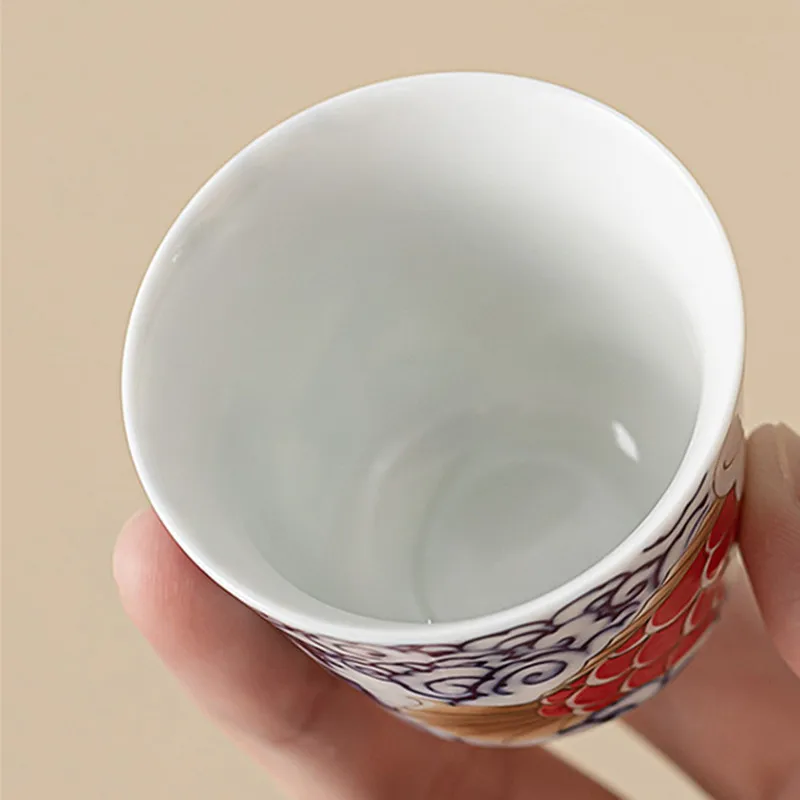 Picture 7: 1 Pc Chinese Vintage Porcelain Tea Cup Handmade Dragon Fish Ceramic Teacup Household Tea Bowl Teaware Personal Meditation Cup