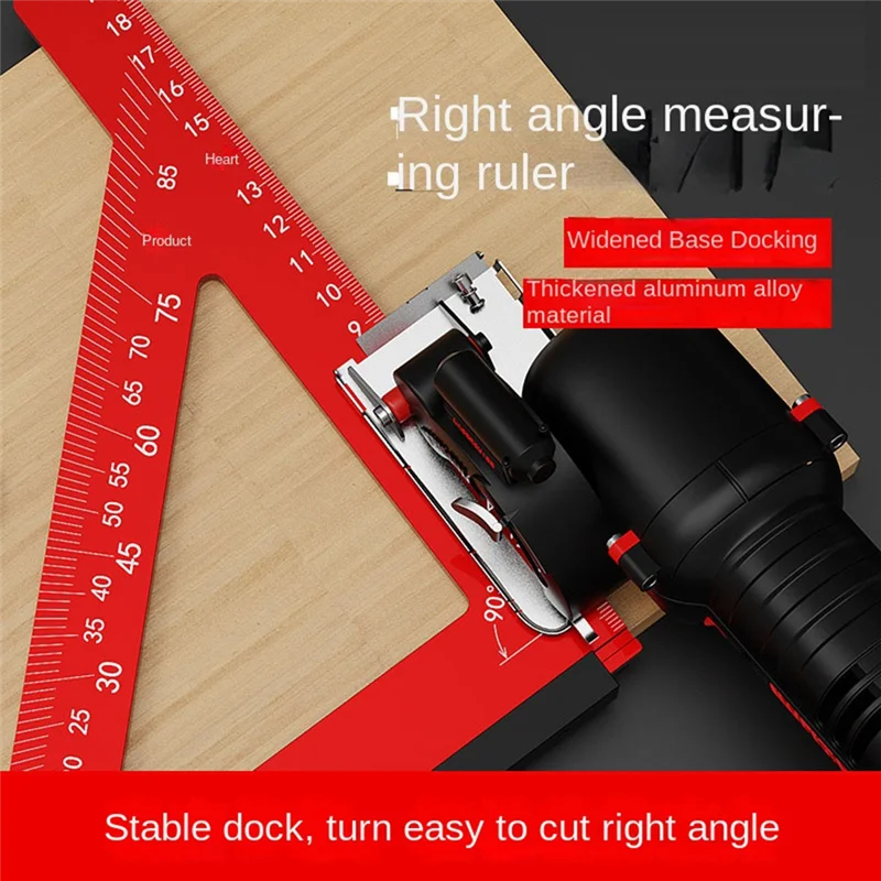 

AEE2-Horizontal Right Angle Ruler 90 Degree Measuring Ruler Aluminum Alloy Triangle Ruler Carpentry Ruler