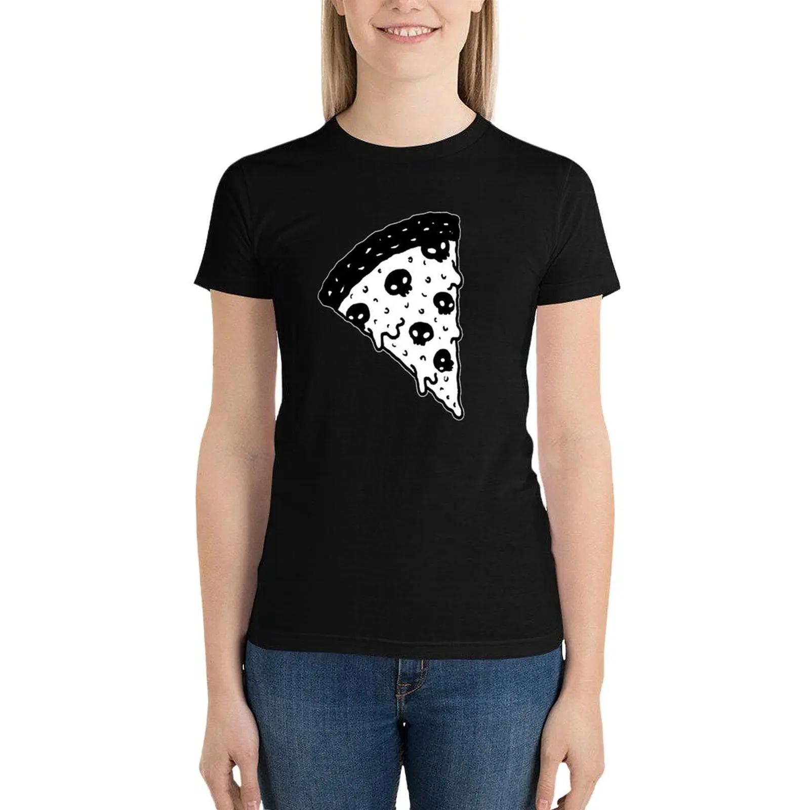 

Death by Pizza T-Shirt Blouse vintage clothes white t-shirt dress for Women sexy