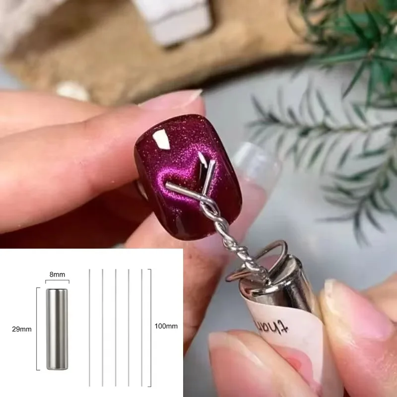 Aimant d'aspiration d'ongles en forme de Y, motif d'amour, combinaison d'aimant cylindrique pour bricolage, polissage de Gel, accessoires d'art magnétiques, outils