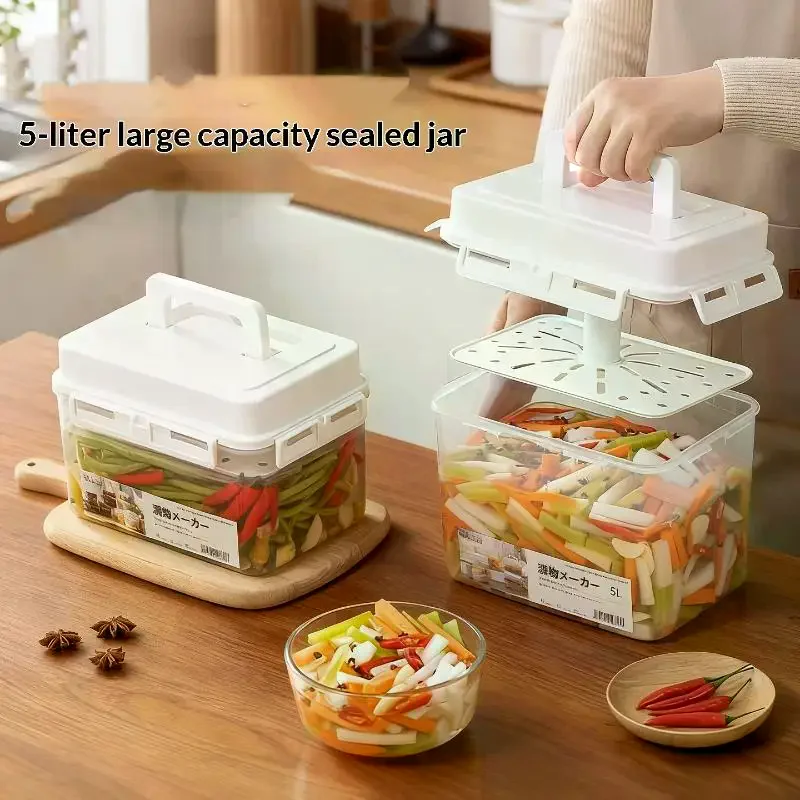 [MA]W 5L Kimchi Press Storage Container Pickle Jar For Gherkin Sauerkraut Storage And Fermentation[MA]