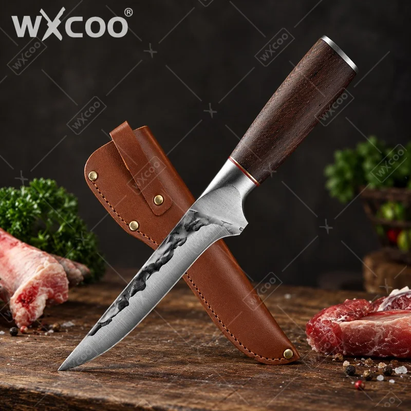 WXCOO Multifunctional Boning knife Wooden Handle Hand-forged Slaughter Knife Pig-Killing Knife Meat Cleaver Kitchen Accessories