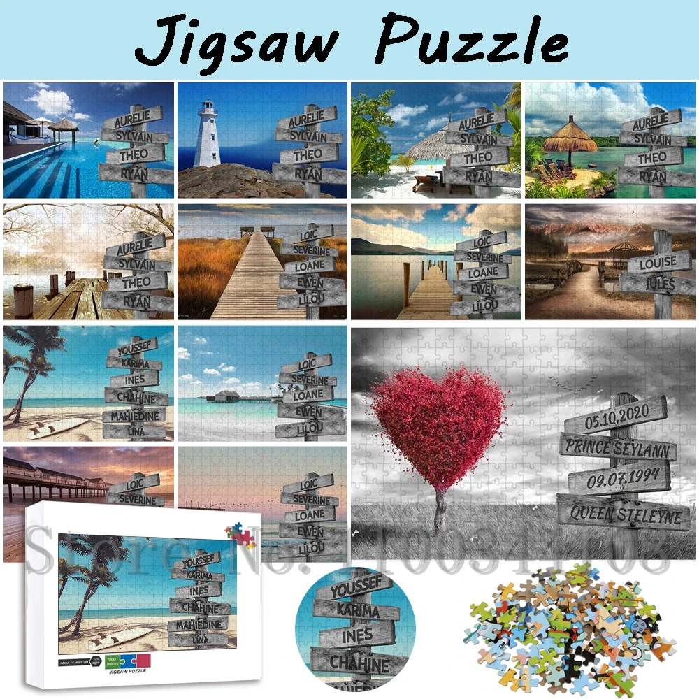 

Family Name Road Sign Custom Jigsaw Puzzles 1000 Pieces Personalized Wooden Puzzles for Adults Families Couples Custom Gifts