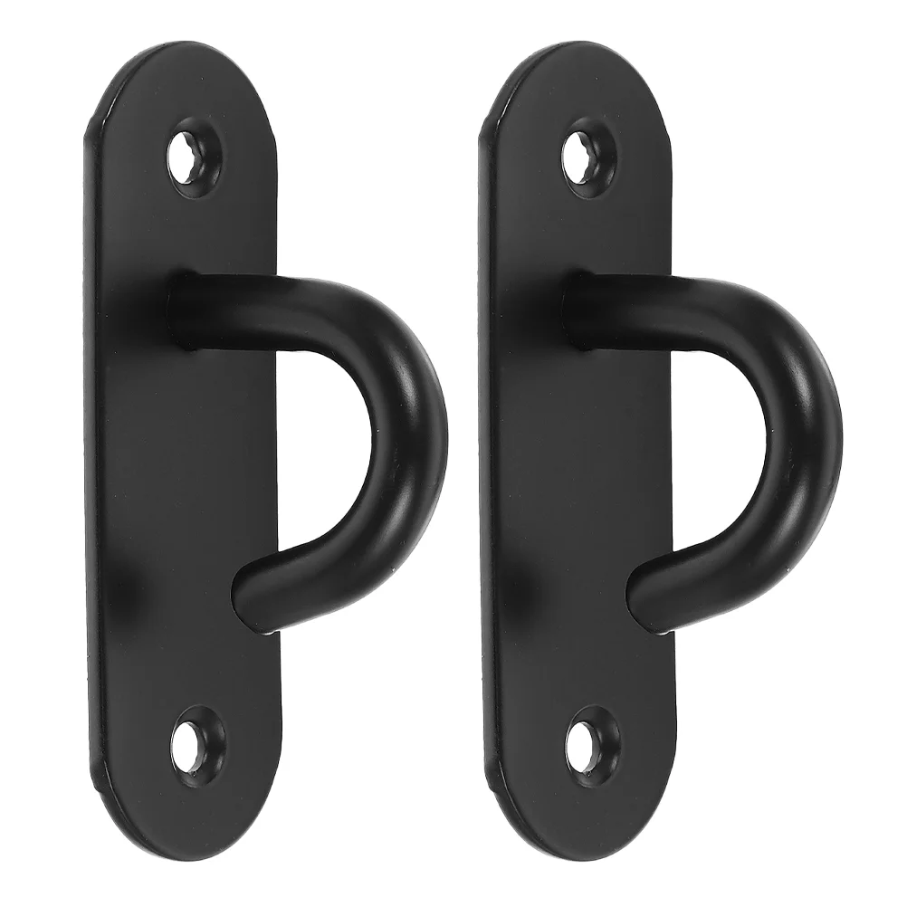 

2 Pcs Wall-mounted Exercise Hook Ceiling Hanging Shelf Resistance Bands Black Hooks Heavy Duty Stainless Hanger