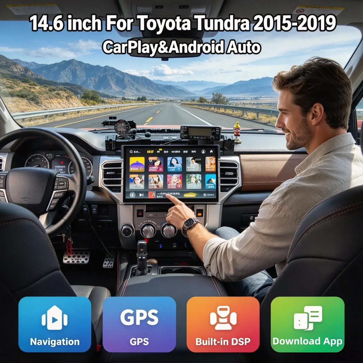 Android 13 For Toyota Tundra Sequoia 2015-2019 GPS Navigation Wireless Carplay Car Radio Stereo Multimedia Video Player No 2din
