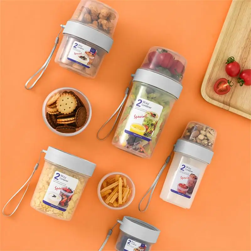 Frühstück Haferflocken Müsli Nuss Joghurt Salat becher Siegel behälter Set mit Gabel Sauce Tasse Deckel Bento Tuppers Food Taper Bowl Lunchbox