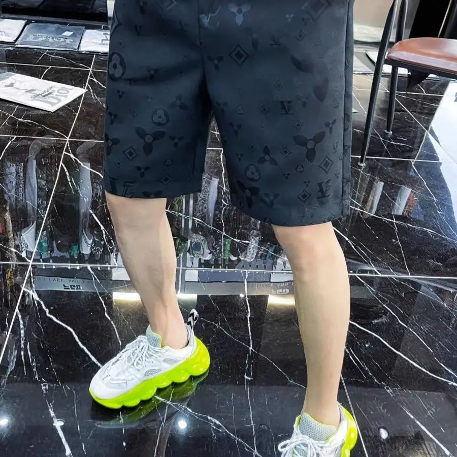 Summer new trendy brand men's shorts trendy thin five-point printing casual pants beach pants