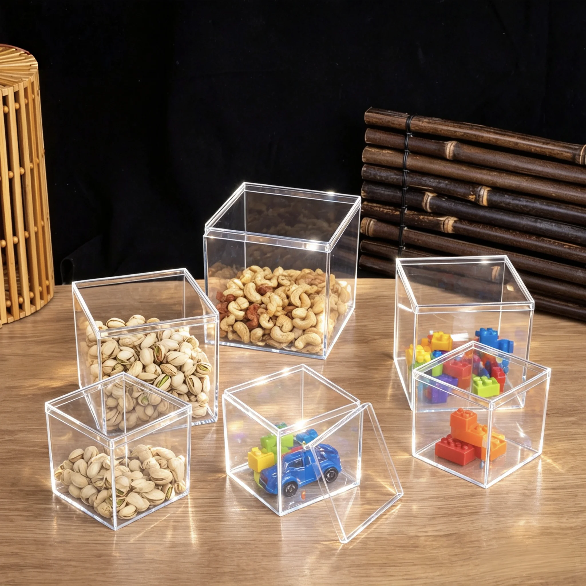 Transparent Acrylic Boxes With Cover Plastic Organizer Gift Packing Box Food Candy Storage Container For Home Figure Toy Display