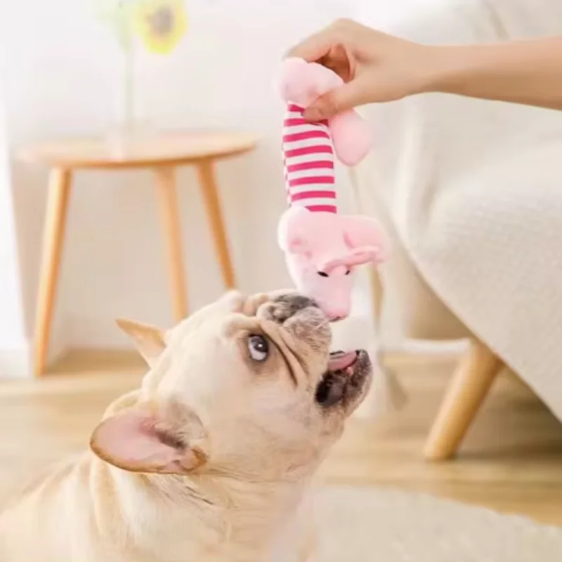 Juguete de peluche de dibujos animados para perros, resistente a mordeduras, pato de descompresión, cerdito, formas de elefante con sonidos bonitos para gatos y perros