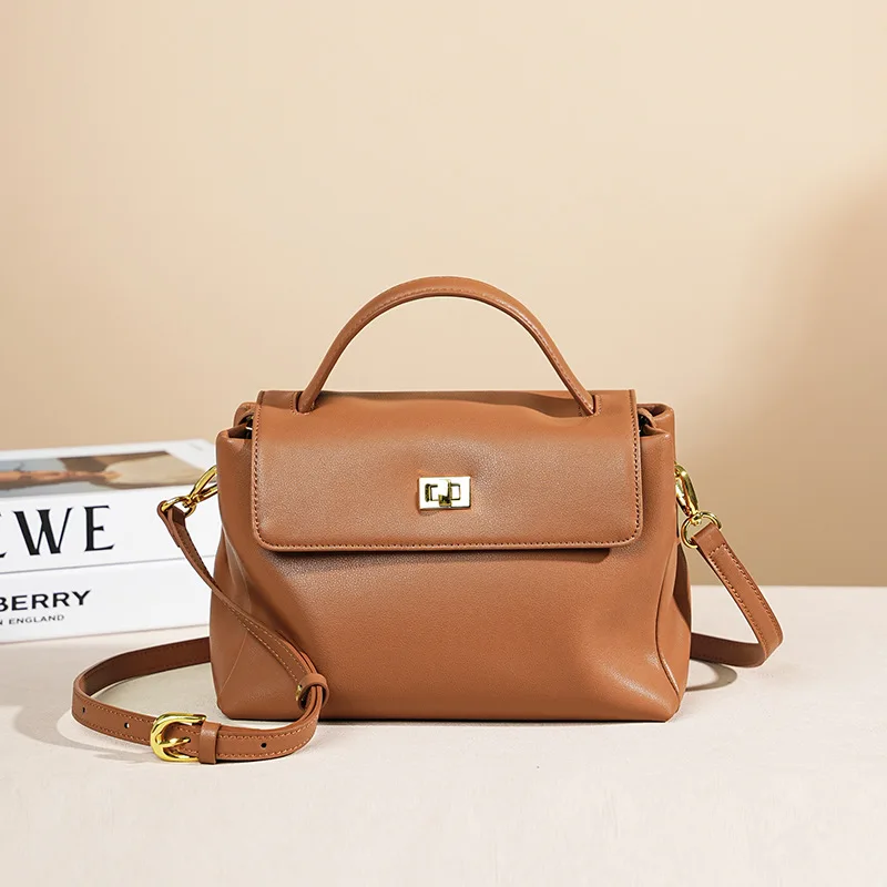 

Сумка Женская, Small Square Bag, Genuine Leather Gray Medium Lock Daily Commute 2025 New Elegant