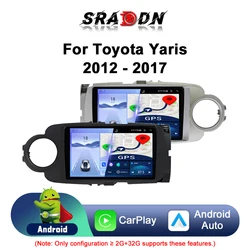 For Toyota Yaris 2012 - 2017 Android Car Radio Automotive Multimedia Player GPS Navigation Carplay QLED Touch Screen Auto Stereo