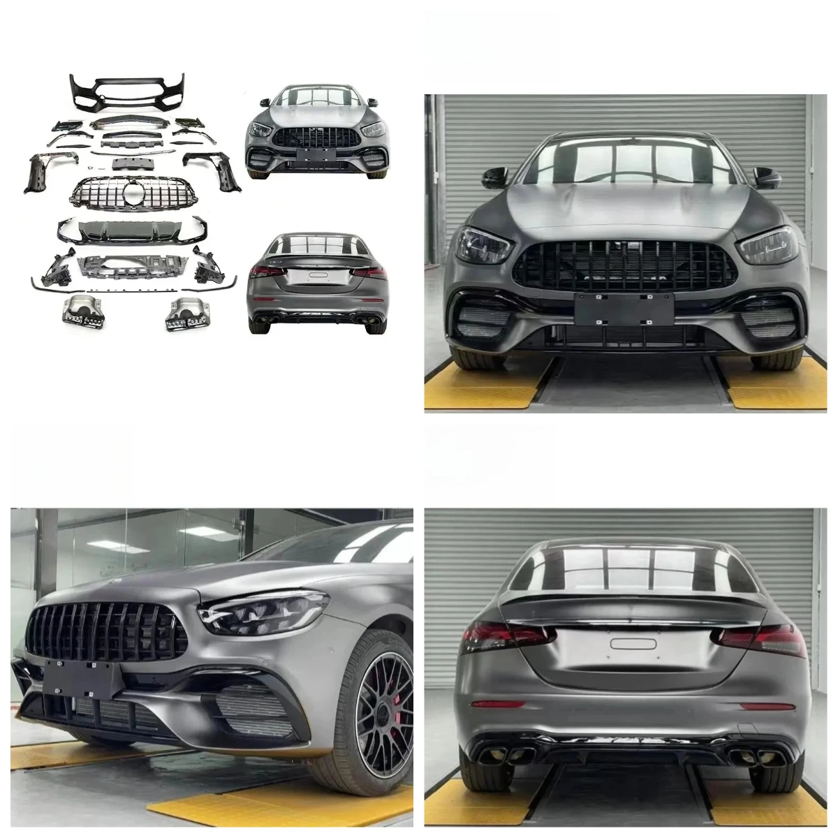STLF21y E W213 Sport Style Car Upgrade to E63 Body Kit Auto Body Parts Accessories Front Bumper Grille Rear Lip for Mercedes E C