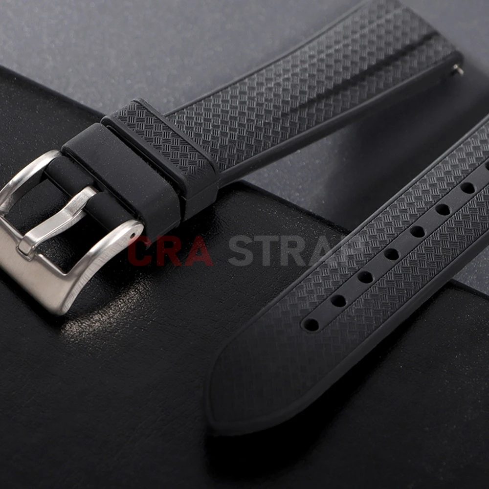 20/22mm Rubber Silicone WatchBand QuickRelease Black Universal for Seiko for Omega for Citizen for Casio for Orient Sport Straps