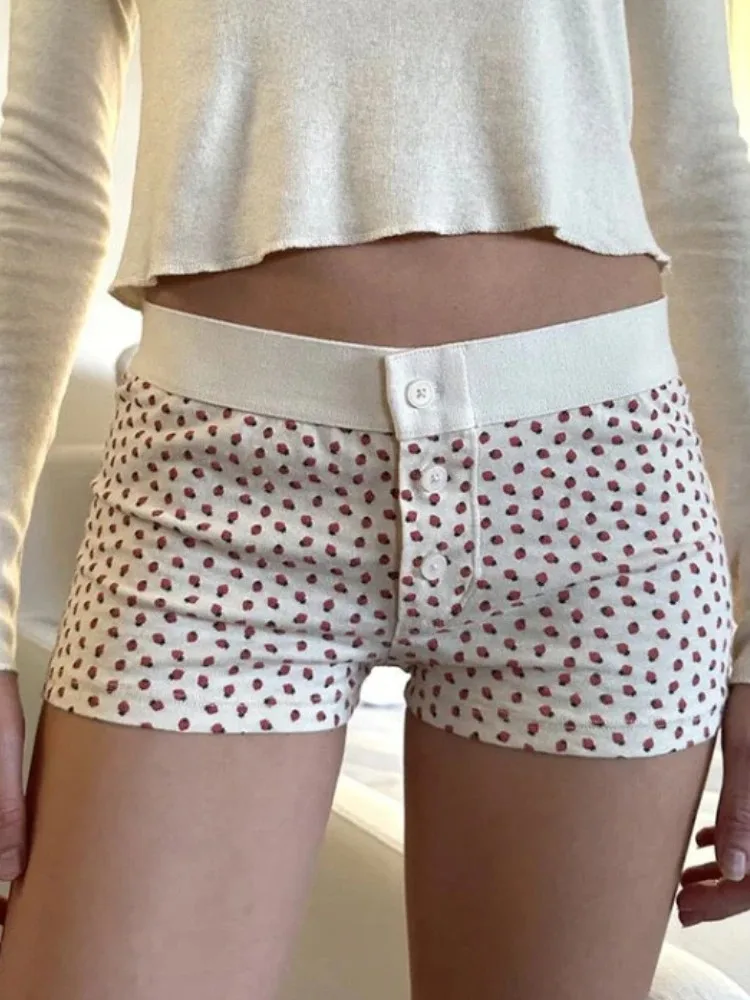 

Новые шорты с клубничным принтом, женские однобортные модные милые брюки Cortos De Mujer, облегающие летние шорты