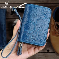 Handmade Men's Key Wallet Genuine Leather Smart Key Holder Bag Housekeeper Key Box Coin Purse Organizer Money Bag Key Case Male